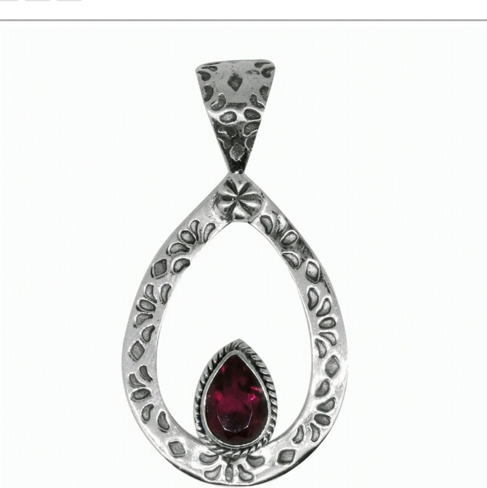 Rubelite Quartz SS Pendant